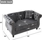 59" Chesterfield Loveseat Velvet Sofa for Living Room,2-Seater Sofa Tufted Couch with Two Pillows,Rolled Arms and Nailhead for Living Room, Bedroom, Office Grey