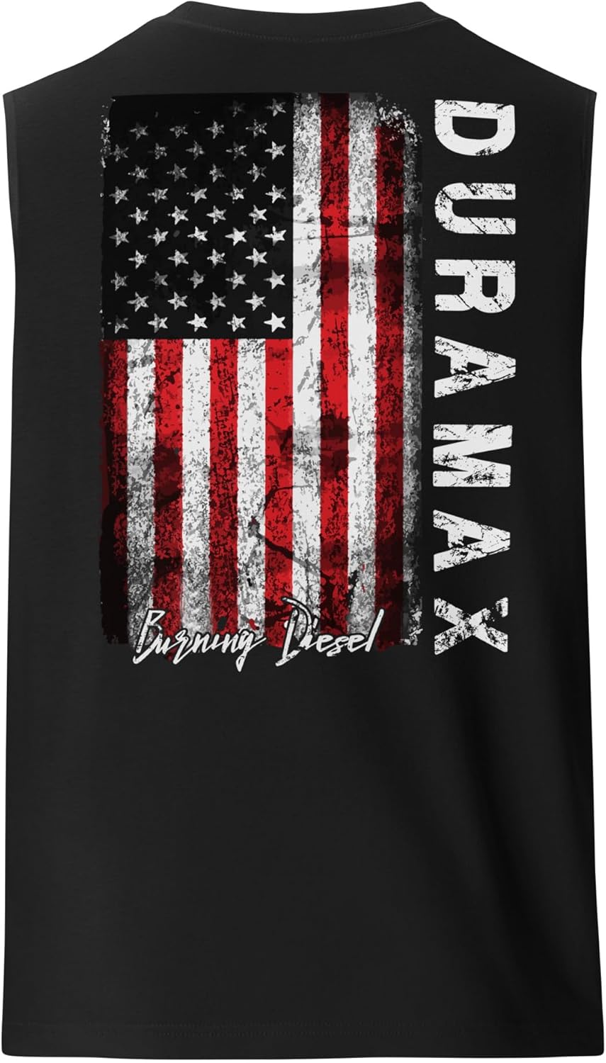 Duramax Diesel Tank Top Mens Diesel Truck Shirt American Flag Muscle Tee Shirt