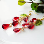 Handmade Glass Pomegranate Seed Earrings - Unique Nature-Inspired Jewelry, Elegant Red Glass Beads, Perfect Gift for Nature Lovers, Women’s Artistic Drop Earrings