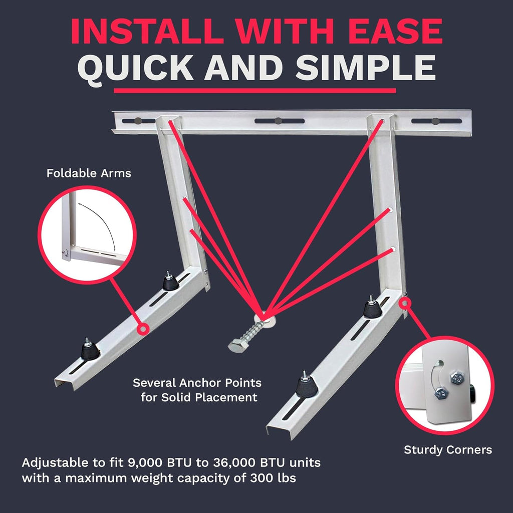 DuctlessAire Outdoor Wall Bracket - Mini Split Mounting Bracket - Ductless Air Conditioner Wall Mount - Mini Split AC/Heating System Accessories for Window AC, HVAC, Heat Pump & More (9000-36000 BTU)