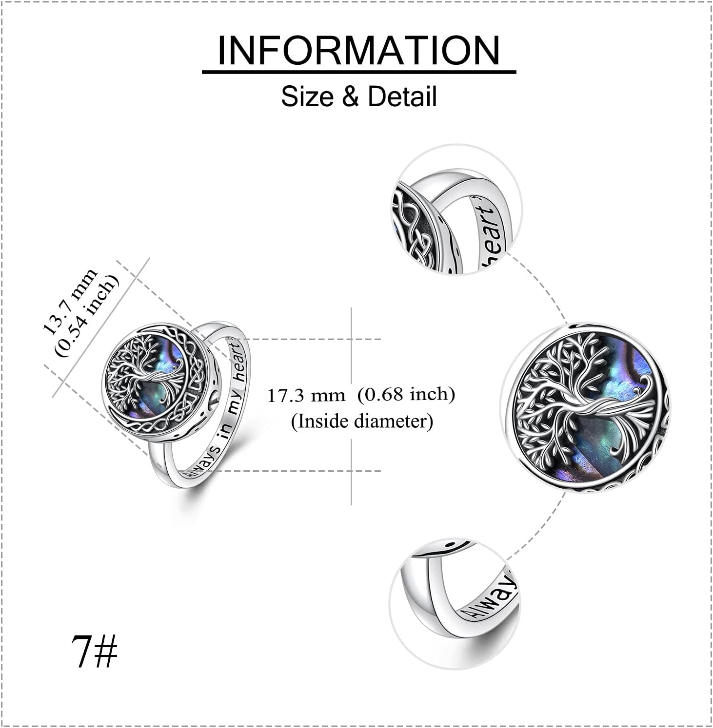 Tree of Life Urn Ring for Ashes 925 Sterling Silver Celtic Knot Family Tree Memorial Keepsake Jewelry Always in My Heart Cremation Ring for Women Men