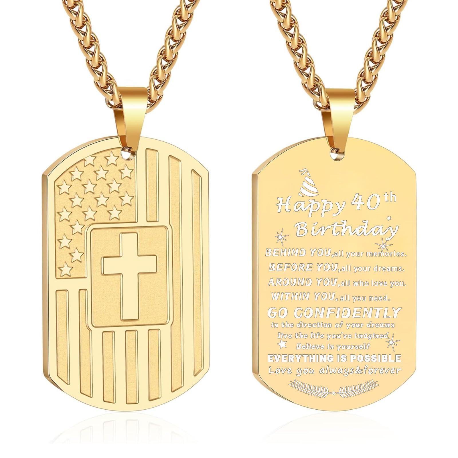 DuoDiner Graduation Gifts-American Dog Tag Necklace Bible Verse Pendant, First Communion Baptism Confirmation Religious Graduation Gifts for Him Boys Men Kids Teens Dad