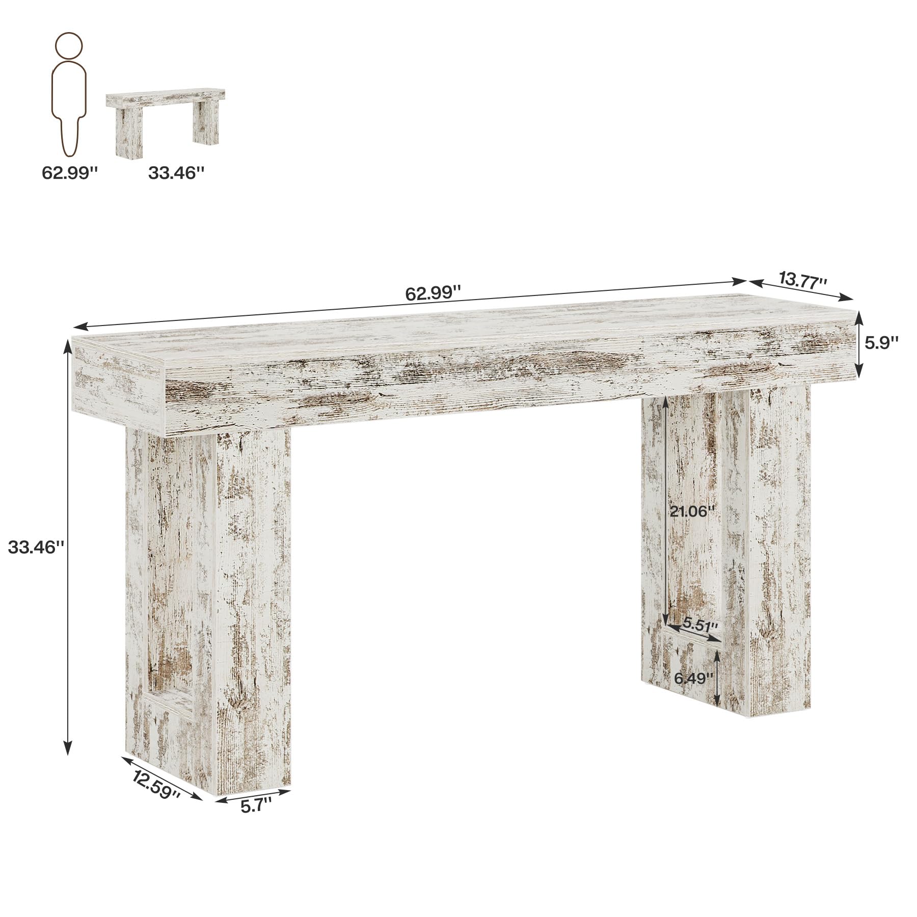 Tribesigns 63-дюймовый длинный консольный стол, деревянный прямоугольный стол за диваном, фермерский стол для прихожей, коридора, гостиной (натуральный)