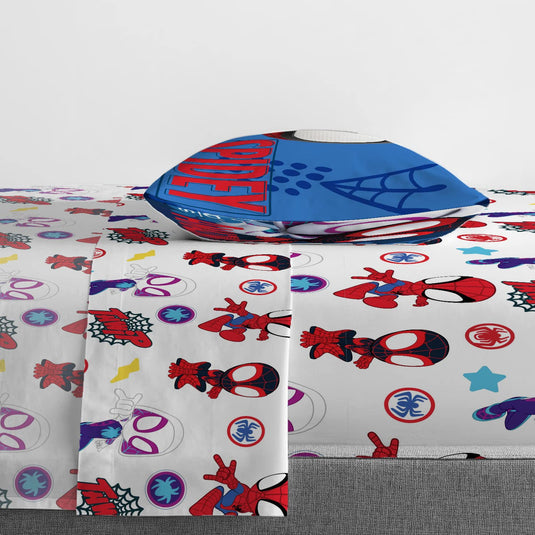 Jay Franco Marvel Spidey and His Amazing Friends Team Spidey Twin Size Sheet Set - 3 Piece Set Super Soft and Cozy Kid’s Bedding - Fade Resistant Microfiber Sheets (Official Marvel Product)