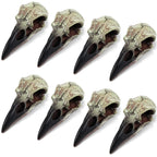 Geetery 4 Pcs Halloween Raven Skull Figurine Scavenger Gothic Crow Hanging Wall Sculpture Resin Raven Skull Statue for Home Faux Bird Bone Jewelry Necklace Decor (2.36 Inch)