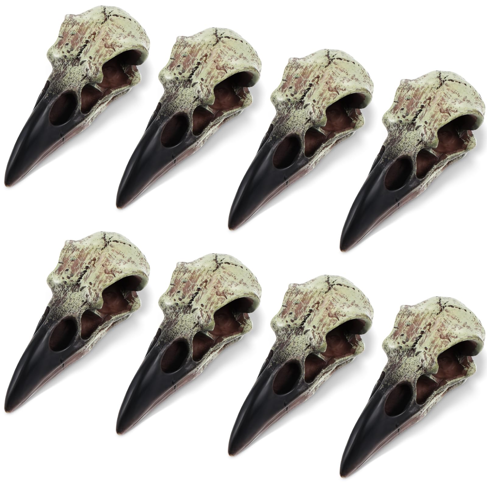 Geetery 4 Pcs Halloween Raven Skull Figurine Scavenger Gothic Crow Hanging Wall Sculpture Resin Raven Skull Statue for Home Faux Bird Bone Jewelry Necklace Decor (2.36 Inch)