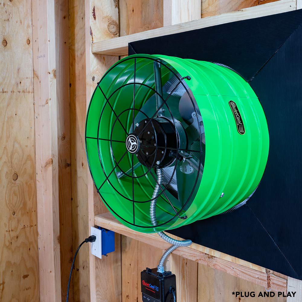 Quietcool AFG SMT ES-3.0 Smart Attic Fan for Gable Vents - Up to 2801 CFM - As low as 22 Watts - Smart App Control - Thermostat and Humidistat - 20ft Power Cord - Plug-and-play - Three Speed