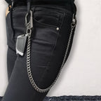Ahiller pungkæde til mænd, låsbar karabinhage med wolframstålspids, kraftig kæde til nøgle og lomme, bæltekæder (DK-keyclip-Black-1PCS)