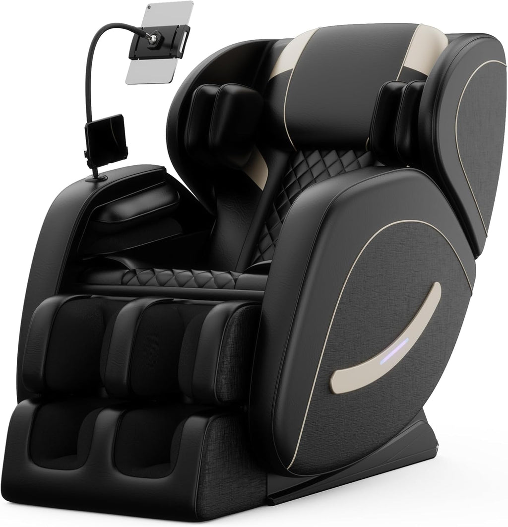 Massage Chair Full Body, Zero Gravity Massage Chair with Auto Modes, Airbag Massage, 6 Fix Point Rollers, Foot Massage, Heating, Touch Screen Controller, Home Relaxation Recliner with Massage, Black