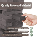 Juegoal 54 Piece Giant Tumble Tower Grey for Adult Kids Family, Wooden Block Stacking Game with Gameboard & Canvas Bag, Outdoor Games for Backyard Lawn Party Playing, 6.9 x 6.9 x 24 Inches,X-Large