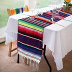 Charlbytion Decorative Stripe houehold dust Cover Lightweight Soft Cozy for Bed or Sofa Farmhouse Outdoor Throw Blankets, Mexican Serape Tablecloth. (14''x85'', Purple)