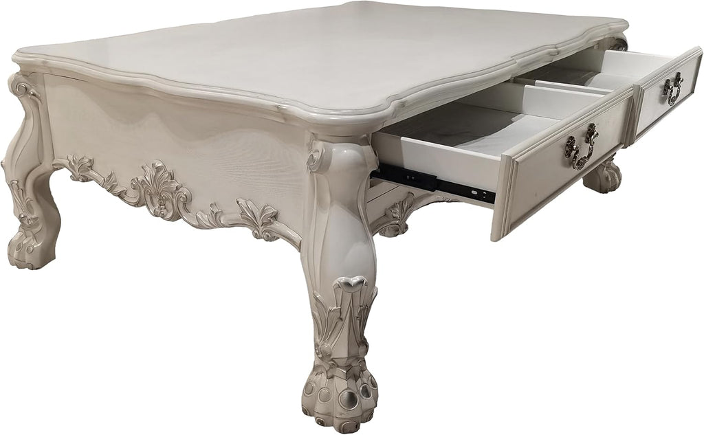 Acme Dresden 2 Drawers Coffee Table in Bone White