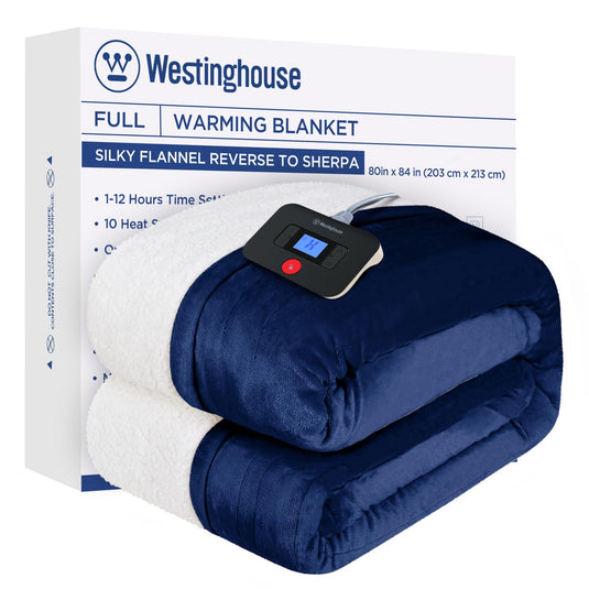 Westinghouse Heated Throw Blanket, Electric Blanket Throw with 6 Heating Levels and 2-10 Hours Time Settings, Flannel to Sherpa Super Cozy Heated Blanket Machine Washable, 50x60 inch, Charcoal