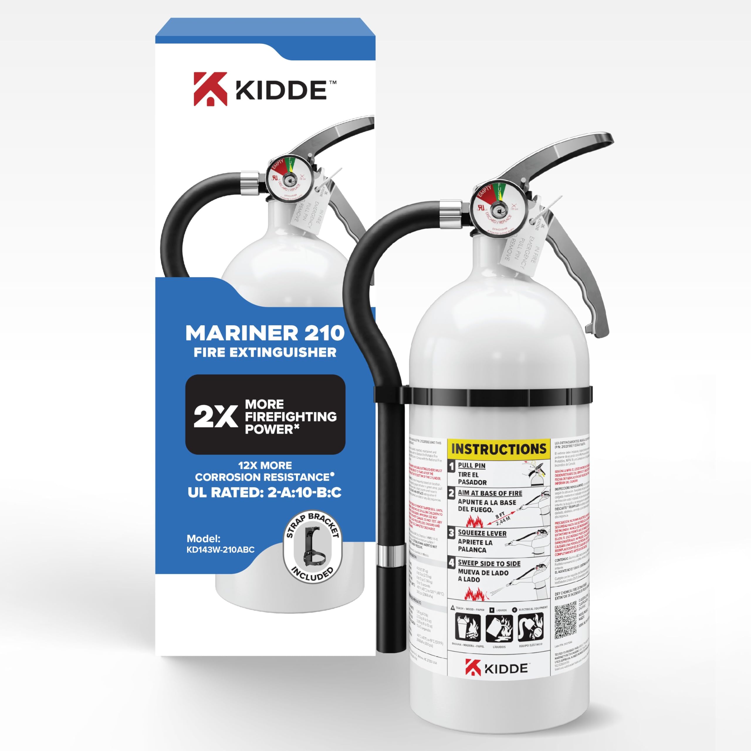 Kidde Fire Extinguisher for Boats, Single-Use 1A10BC, 2 Pack