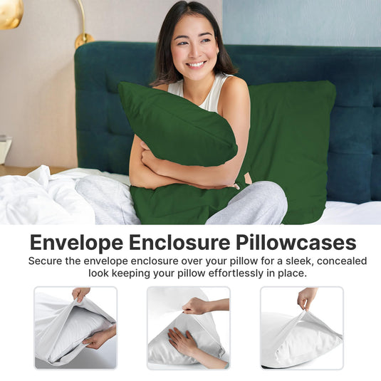 Queen Pillow Cases Set of 2 - Soft, Hotel Quality Pillowcase Covers - Comfy, Luxury Bedding for Women, Men, Kids & Teens - Machine Washable Pillow Protectors - 2 Piece - Queen Size White Pillow Cover