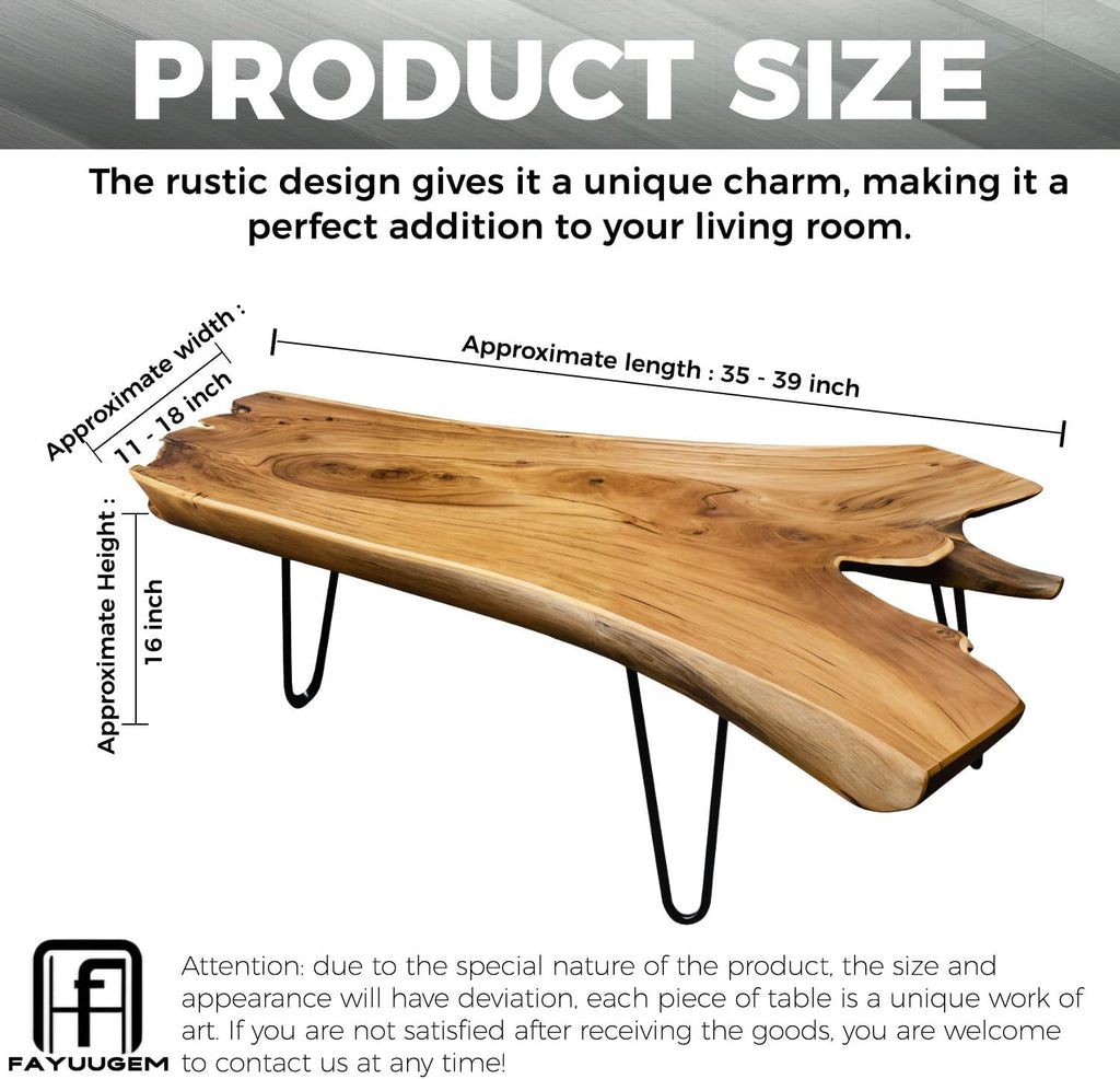 Wood Coffee Table - Live Edge Coffee Table - Natural Wooden Coffee Tables for Living Room