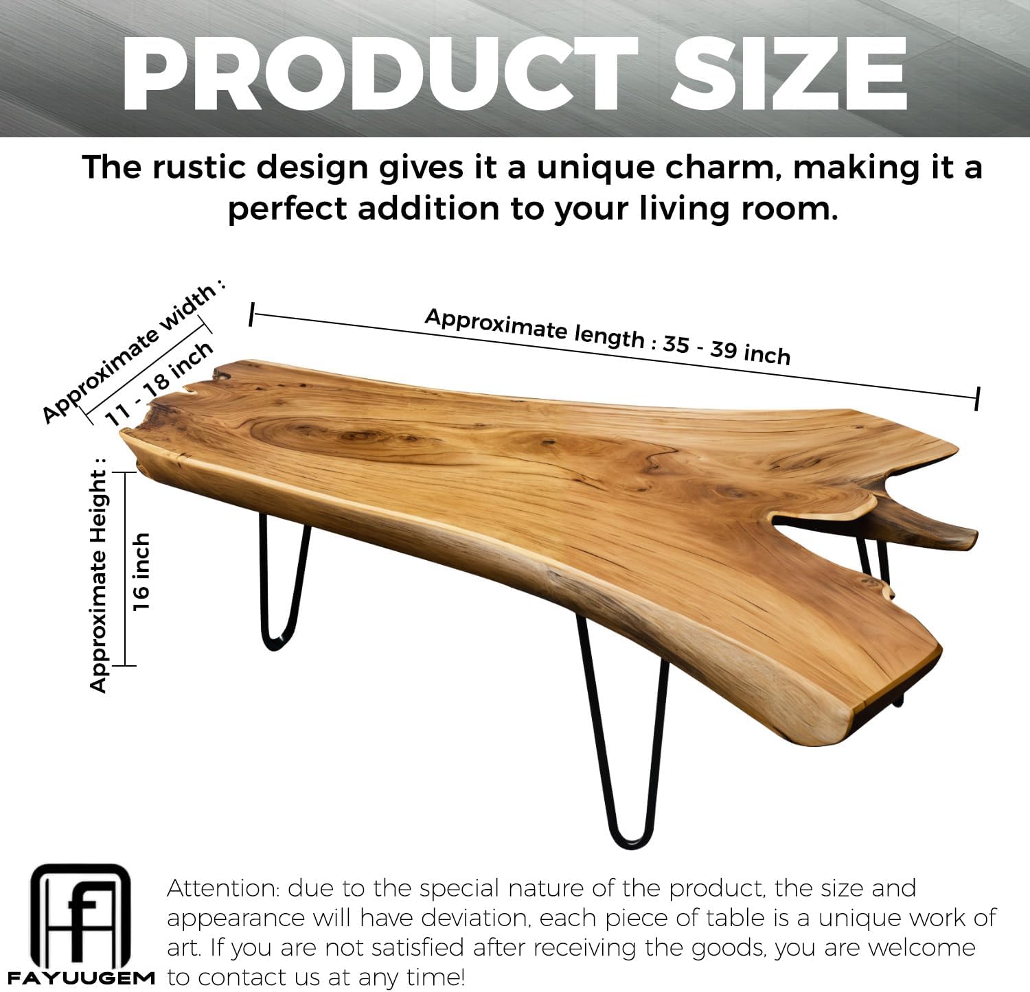 Wood Coffee Table - Live Edge Coffee Table - Natural Wooden Coffee Tables for Living Room