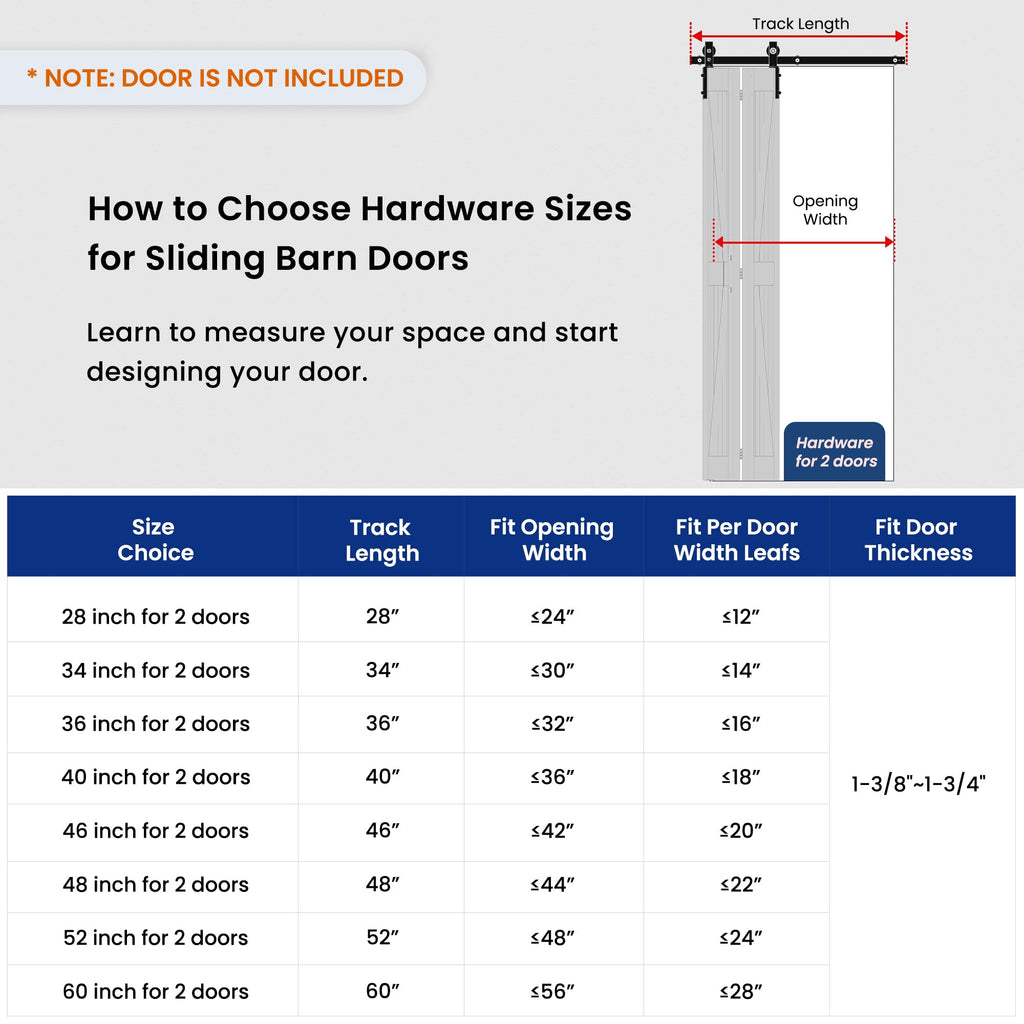 SMARTSTANDARD 5ft/60'' Bi-Folding Sliding Barn Door Hardware Kit, Bifold Barn Door Hardware Kit Heavy Duty Sturdy Side Mounted for 2 Doors -Smoothly and Quietly -Easy to Install, Fit 56" Door, No Door
