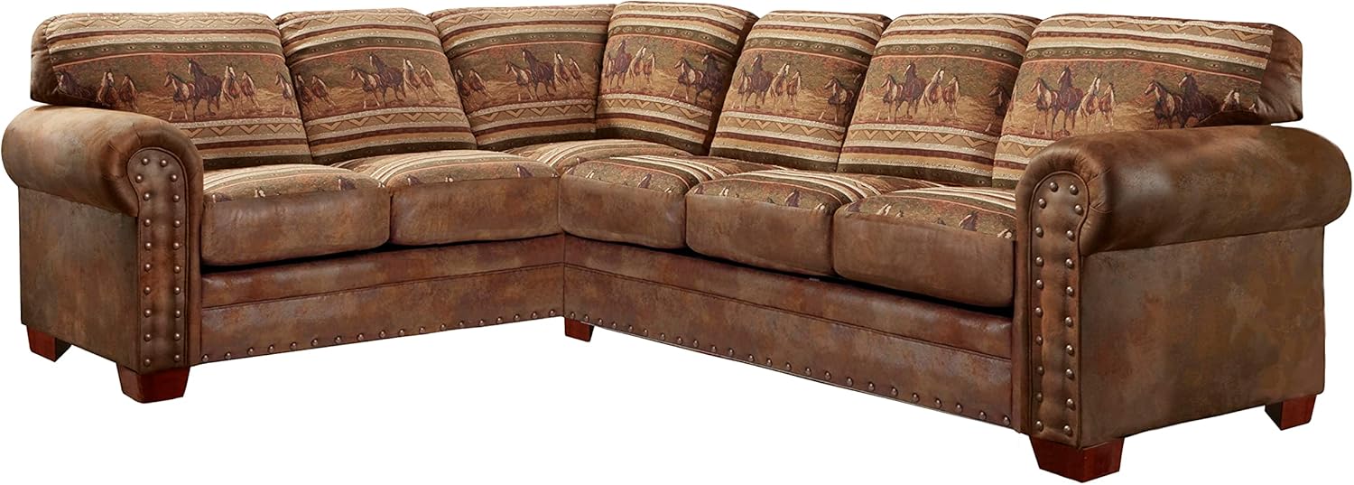 American Furniture Classics Model Wild Horses Two Piece Sofa sectional Pinto Brown