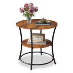 WLIVE Side Table, Round End Table with 2 Storage Shelves for Living Room, Bedroom, Nightstand with Steel Frame for Small Spaces, Accent Coffee Table, Greige