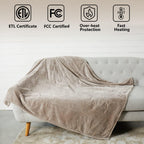 Manta Elétrica Tefici, Super Aconchegante e Macia, Flanela de 2 Camadas 50" x 60", Manta Aquecida com 3 Níveis de Aquecimento e Desligamento Automático em 4 Horas, Lavável na Máquina, Certificada ETL e FCC, Uso Residencial e Escritório, Cor Camelo