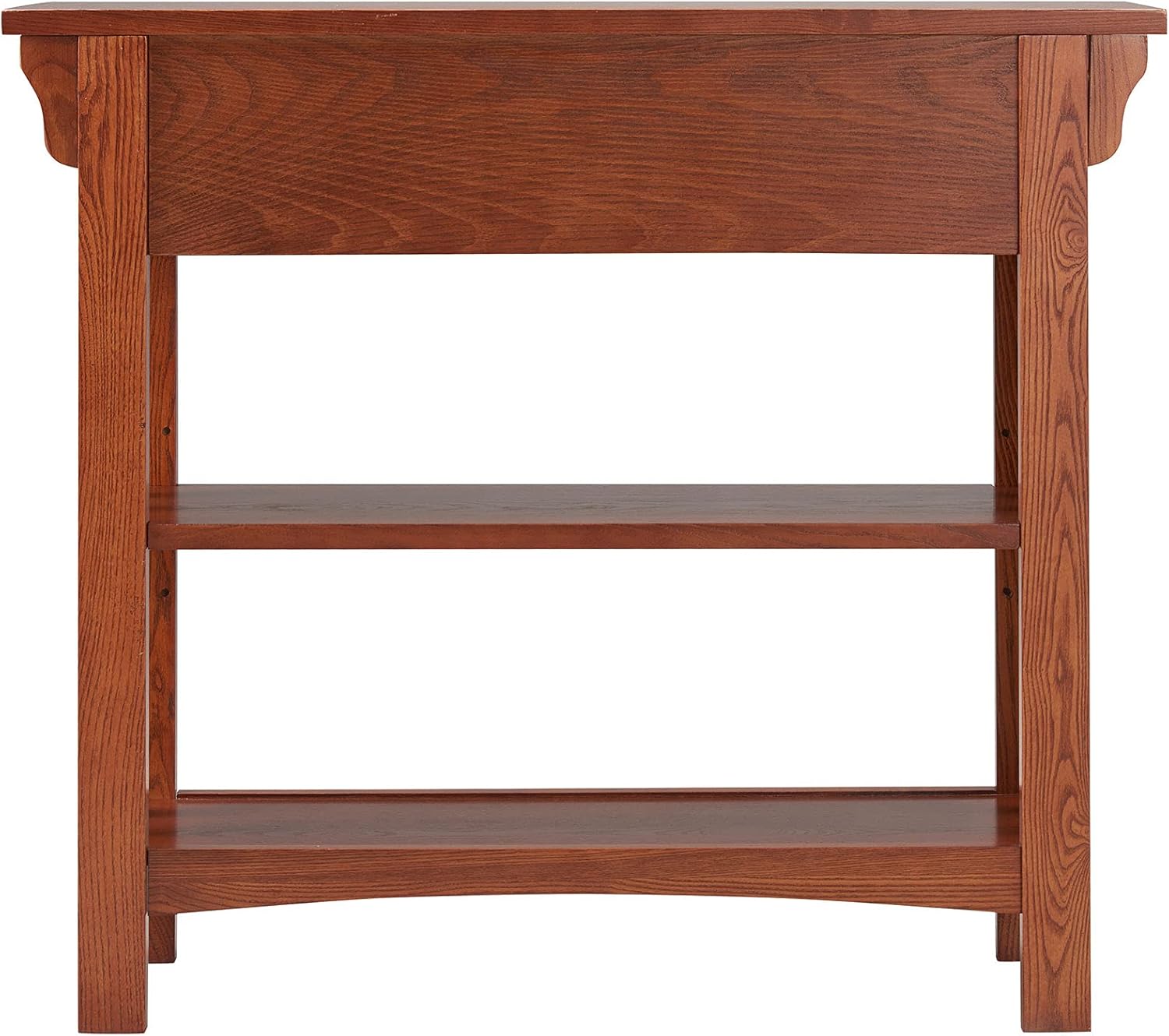 Leick Home Mission Impeccable Bookshelf, Solid Wood, 2 Drawers, 2 Shelves, Slatted Sides, Blackened Hardware, Easy Assembly, Russet Brown, 12 in D x 34 in W x 30 in H, Item 8261