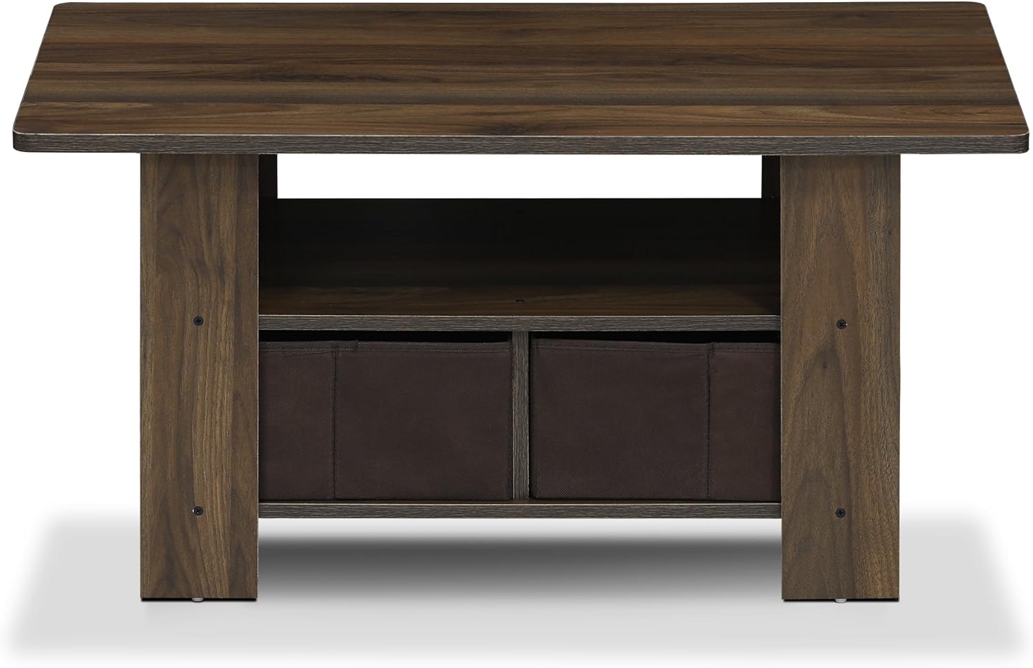 Furinno Andrey Coffee Table with Bin Drawer, Columbia Walnut/Dark Brown
