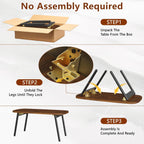 Folding Coffee Table, Wood Coffee Table Portable Low Floor Table with Metal Legs, Mid Century Modern Rustic Coffee Tables for Living Room, Home, Office, No Assembly 31.5x15.75x18.5IN