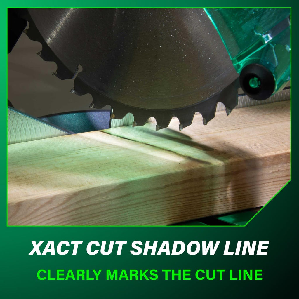 Metabo HPT 10-Inch Single Bevel Compound Miter Saw, 15-Amp Power Saw with Xact Cut Shadow Line, Precision Miter Angles, Single Bevel 0-45°, 40T TCT Miter Saw Blade, Lightweight Design, C10FCG2