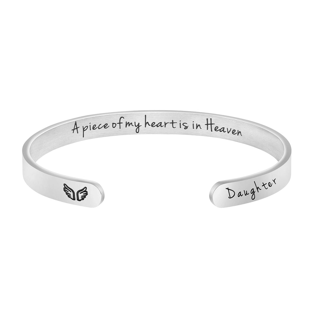 JoycuFF Memorial Gifts for Loss of Mom Dad in Memory of Jewelry Sympathy Bracelet Bereavement Cuff Secret Message Engraved Grief Gifts for Women