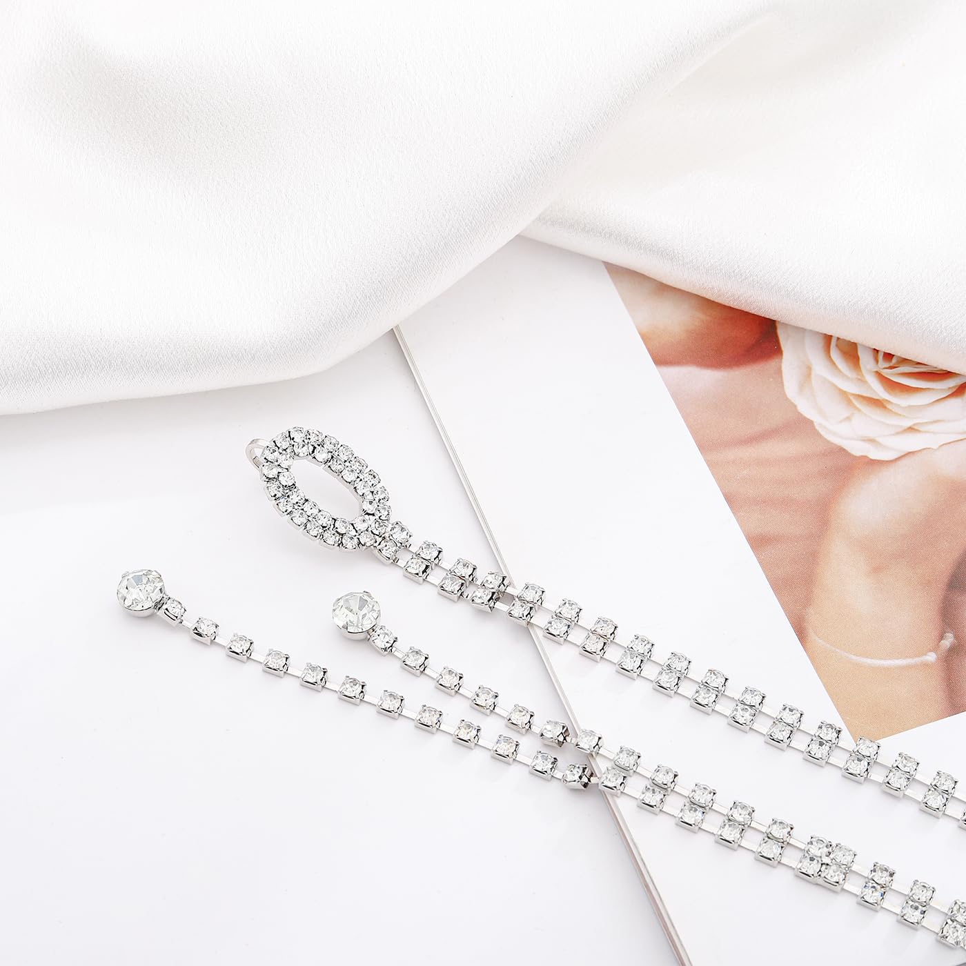 Abien Rhinestone Chain Belt Crystal Chain Belt for Dress Sparkle Thin Belts for Women for Dresses