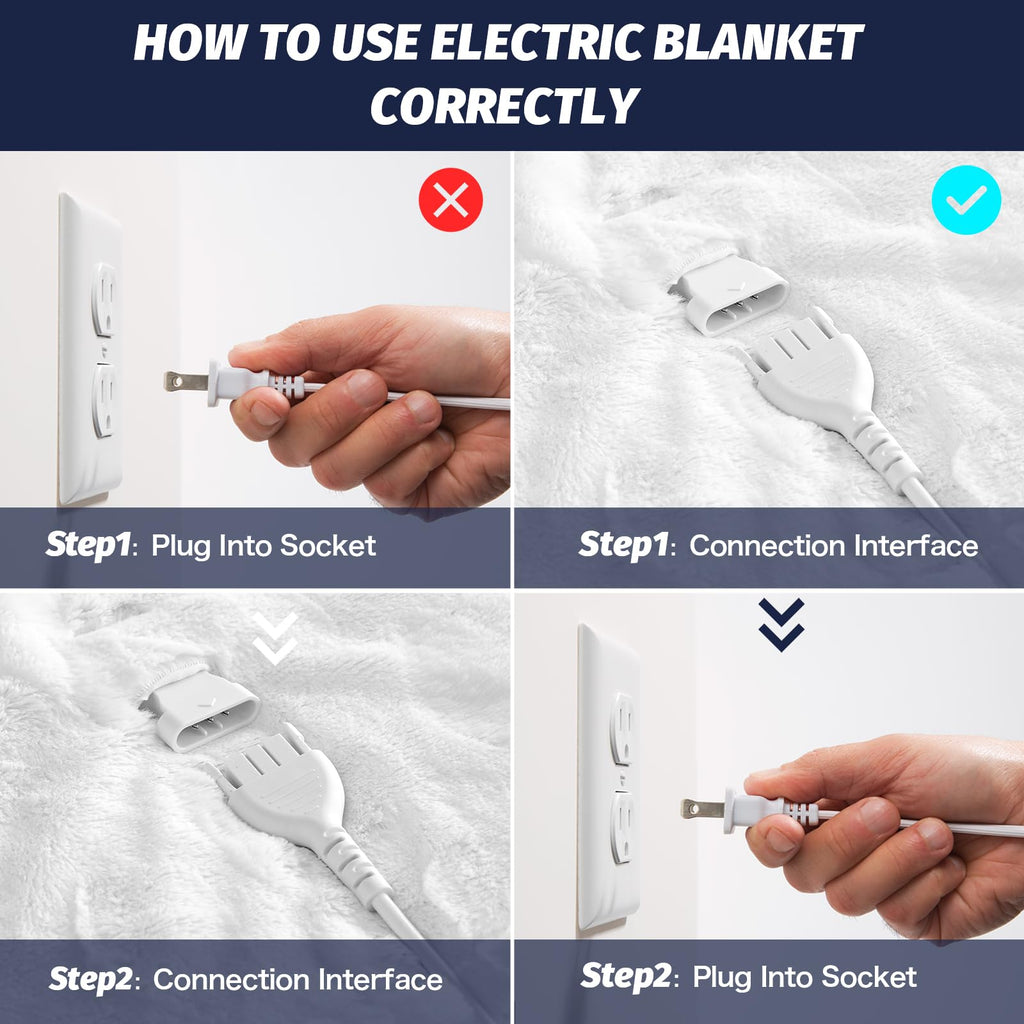 Manta Elétrica Aquecida OCTROT - Manta de Aquecimento em Sherpa de Lã para Sofá, Manta de Aquecimento de Pelo Sintético para Colo com Temporizador de 5 Posições e 10 Níveis de Aquecimento, Certificação ETL&FCC, para Adultos