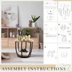 Round Coffee Table, 2-Tier Circle Wood Coffee Table with Storage Shelves, Modern Industrial Wooden Accent Center Sofa Side for Living Room, Home Office(19.7'' Dia X 17.7 H)