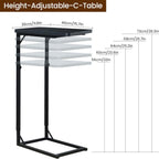 Premium Adjustable C Shaped End Table, Mini Side Tables for Couch and Sofa, Small Coffee Table with Metal Frame, Beautiful and Practical Sidekick for Your Living Room, Bedroom, Bedside, Rustic Black