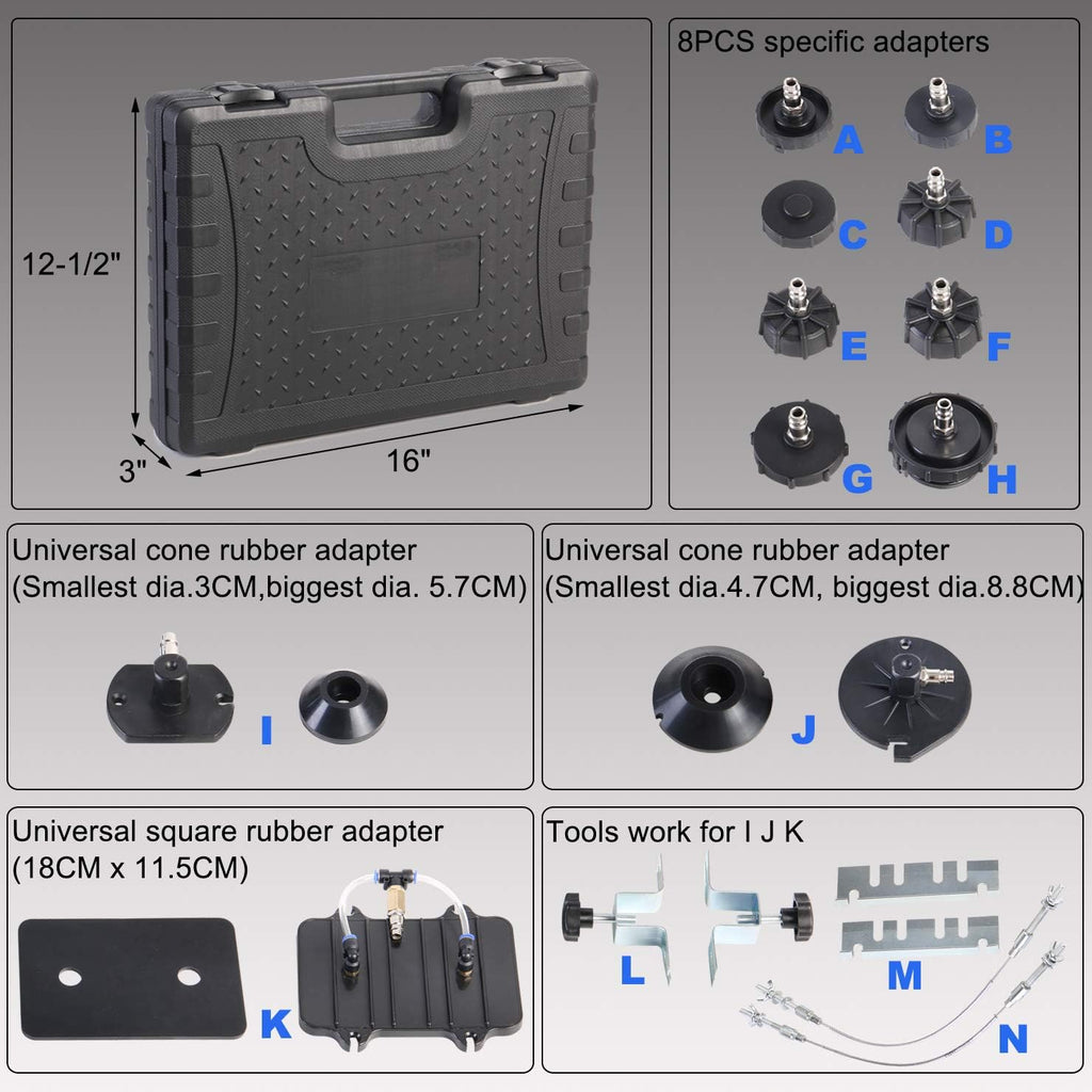 YSTOOL Brake Bleeder Kit Pneumatic Pressure Brake Clutch Fluid Bleeding Tool Set with Master Cylinder Adatpers Air Power Pressurized Oil Change Bleeder Machine and Waste Oil Collection Bottle (Red)