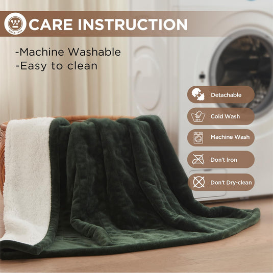 Westinghouse Heated Blanket Queen Size, Soft Flannel to Sherpa Electric Blanket with 10 Heating Levels, 12 Hours Auto Off, Fast Heating Blanket, Machine Washable, 84x90 Inch, Charcoal