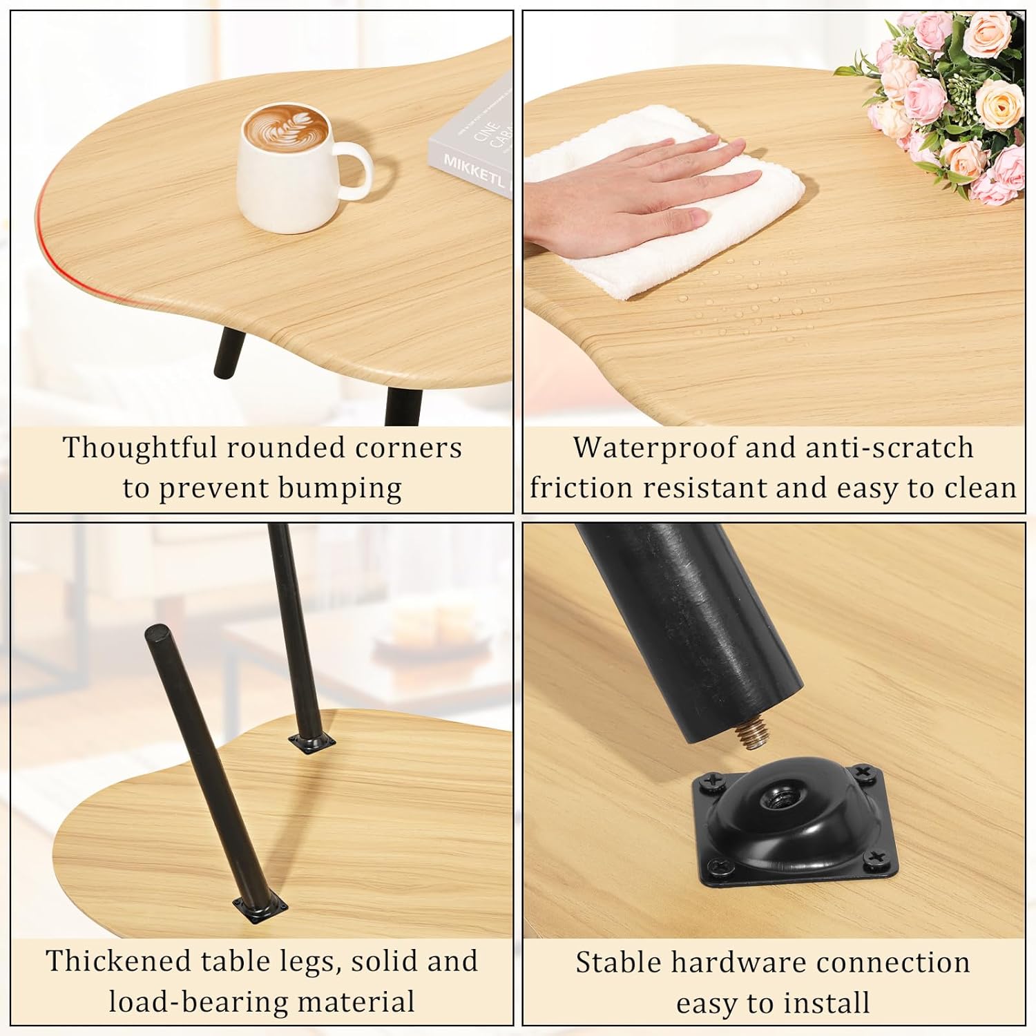 Small Coffee Table Cloud Coffee Table Modern Center Table Floor Table Walnut Irregular Coffee Tables Suitable for Living Room Small Spaces