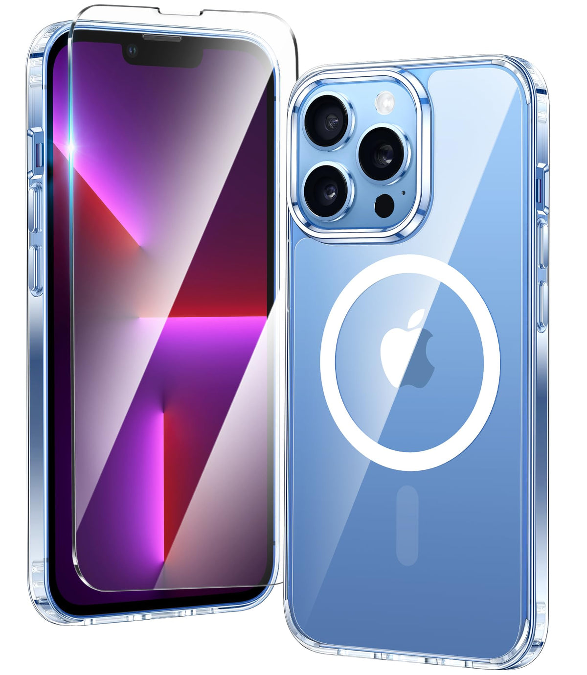 FNTCASE dla etui iPhone 13 Pro-Max: Mocne magnetyczne, antyżółknięcie, smukłe przezroczyste etui | Wojskowej klasy ochronna i odporna na wstrząsy cienka przezroczysta osłona na telefon (przezroczysta)