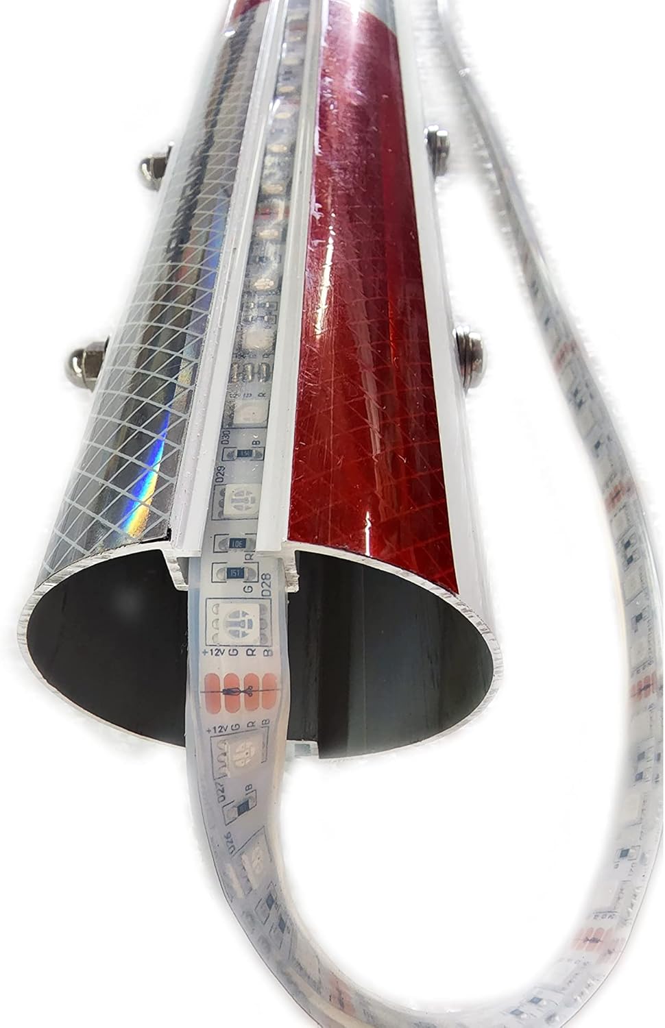 Parking Barrier Arm with pole, LED, and Wiring harness Complete Kit 15ft Driveway Area 17ft Overall 2 pieces of 8.5ft each Aluminum Round Replacement Red/Silver Stripes DOT-C2 Reflective Safety Tape