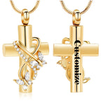 Imrsanl Butterfly Cross Urn Necklace for Ashes Men Women Cremation Jewelry Ashes Pendant for Human Memorial Ash Jewelry