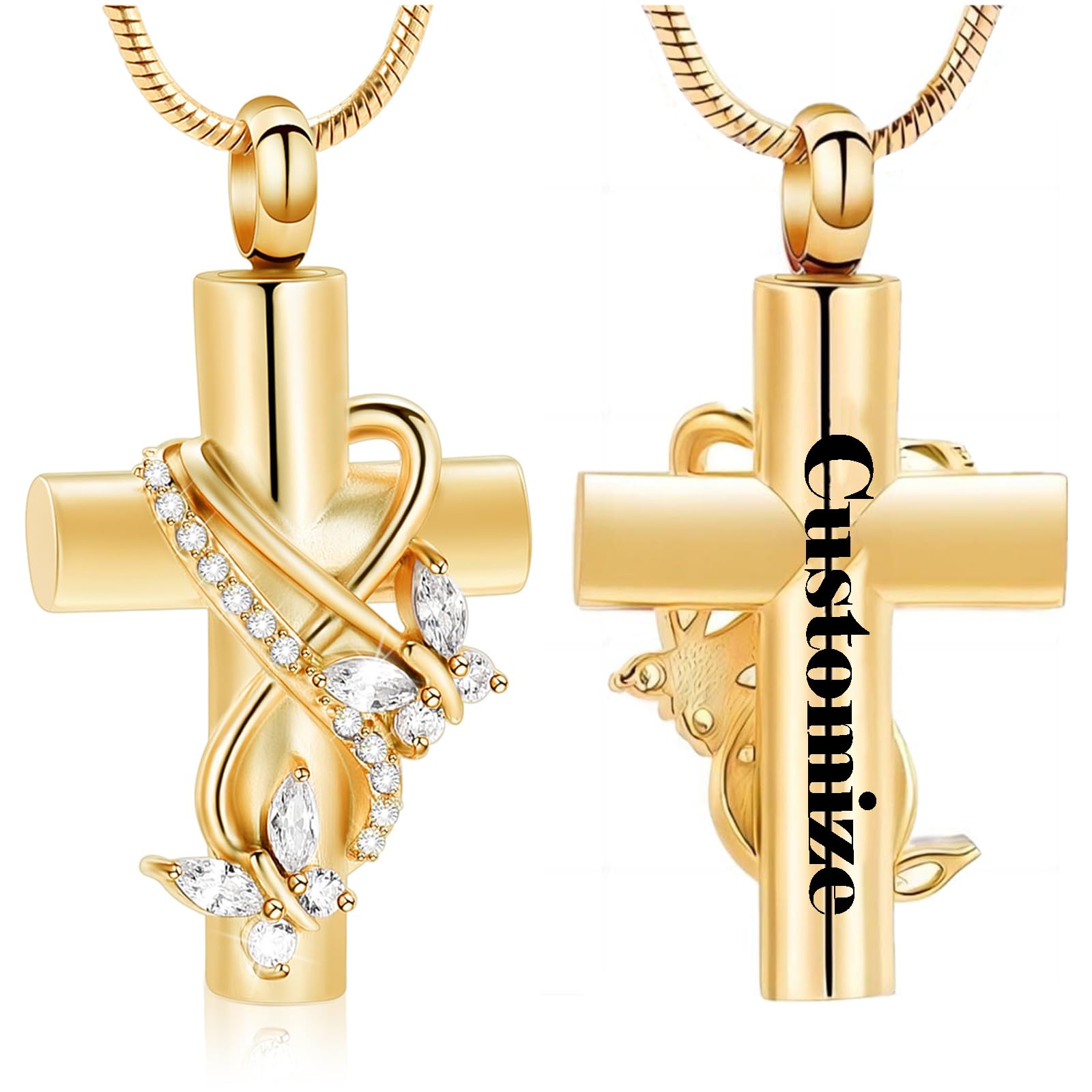 Imrsanl Butterfly Cross Urn Necklace for Ashes Men Women Cremation Jewelry Ashes Pendant for Human Memorial Ash Jewelry