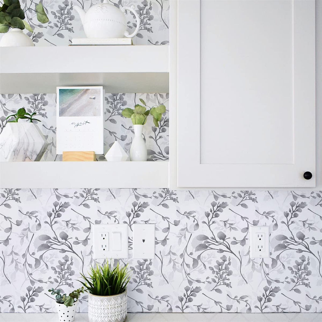 Orainege Gray Floral Wallpaper Peel and Stick Wallpaper Self Adhesive Floral Contact Paper Waterproof 17.7 in ×118.1 in Removable Wallpaper for Bedroom Bathroom Cabinets Decor - Grand Goldman