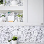 Orainege Gray Floral Wallpaper Peel and Stick Wallpaper Self Adhesive Floral Contact Paper Waterproof 17.7 in ×118.1 in Removable Wallpaper for Bedroom Bathroom Cabinets Decor - Grand Goldman