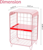 Metal Side Table,Cute Pink Nightstand,3 Tier End Table with Storage,Vintage Bedside Table,Girls Bedroom Furniture,Accent Table,Small Coffee Table for Living Room,Bedroom,Dorm