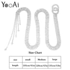 YooAi Crystal Waist Belt for Women Rhinestone Chain Belt O-Ring Waistband Belt for Dress Silver 135cm