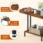 Rustic Coffee Table 2-Tier Wood Tea Table Coffee Tables for Living Room Industrial Rectangle Coffee Table for Large or Small Spaces Center Table with Storage Shelf, Brown