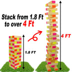 54 Piece Giant Tumble Tower Outdoor Games, Glow in The Blacklight Tumble Tower Yard Games,Outdoor Board Game for Kids and Adults for Family Game Night (Giant)