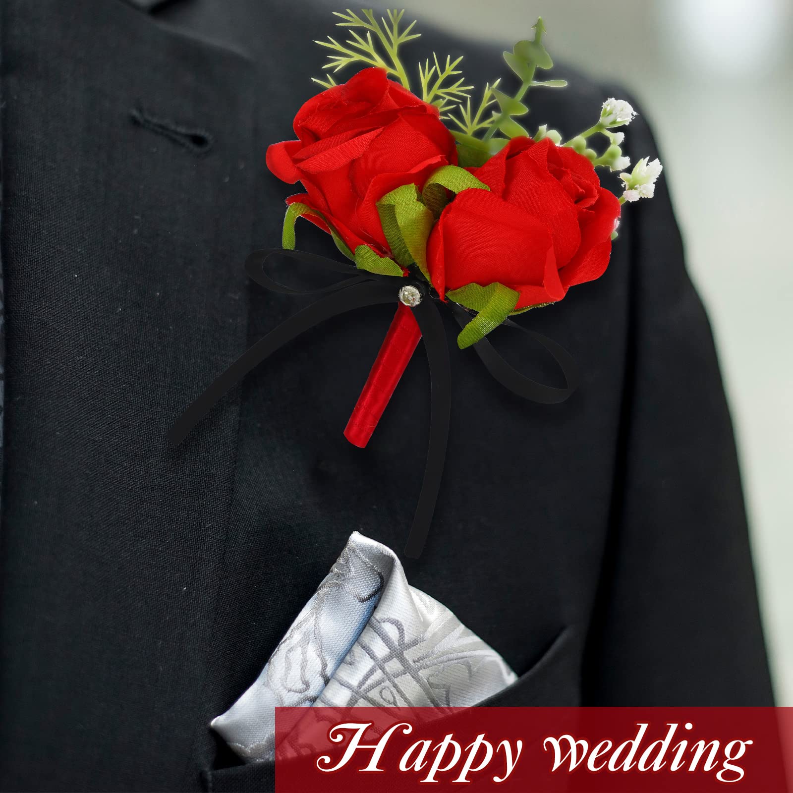 ست ۲ عددی گل سینه و دستبند مچ دست یونلی، گل رز مصنوعی به رنگ قرمز شرابی، دستبند مچ دست گل سینه، دکور گل مچ دست برای مردان، زنان، عروس، ساقدوش‌ها، لوازم عروسی، دکور لباس مهمانی