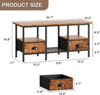 Furologee 35" Coffee Table with 2 Storage Drawers, Small Coffee Tables for Living Room, Industrial Center Table with 2 Tier Storage Shelf, Rustic Brown