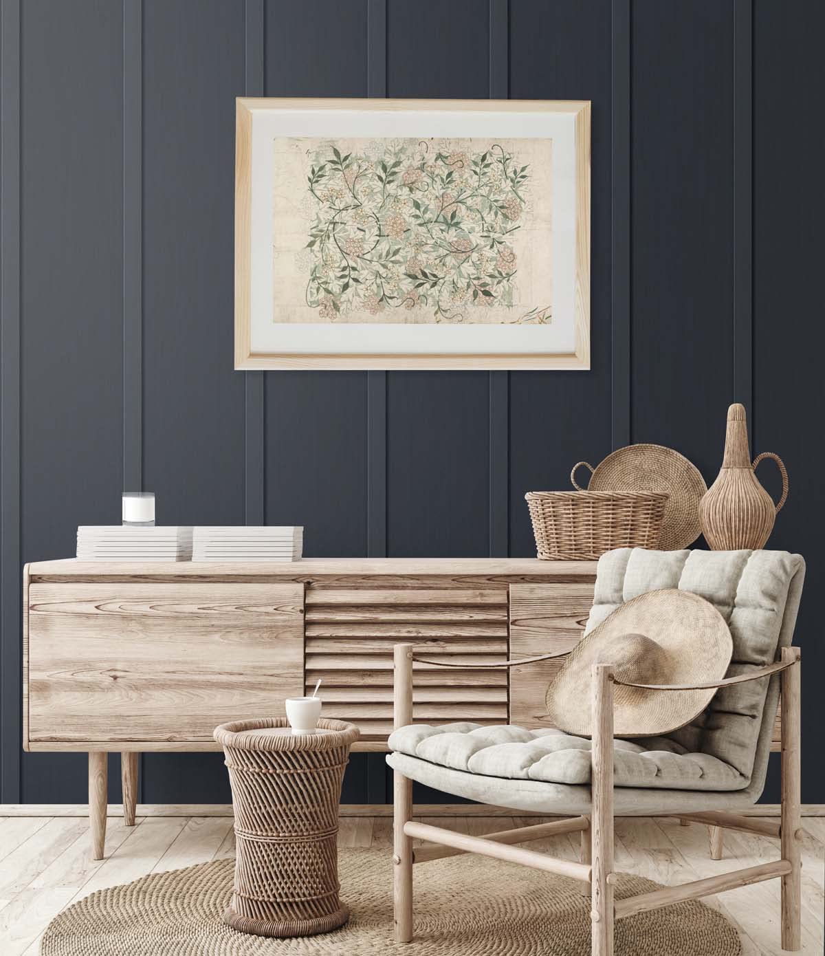 NextWall Faux Board and Batten Peel and Stick Wallpaper (Dark Blue)